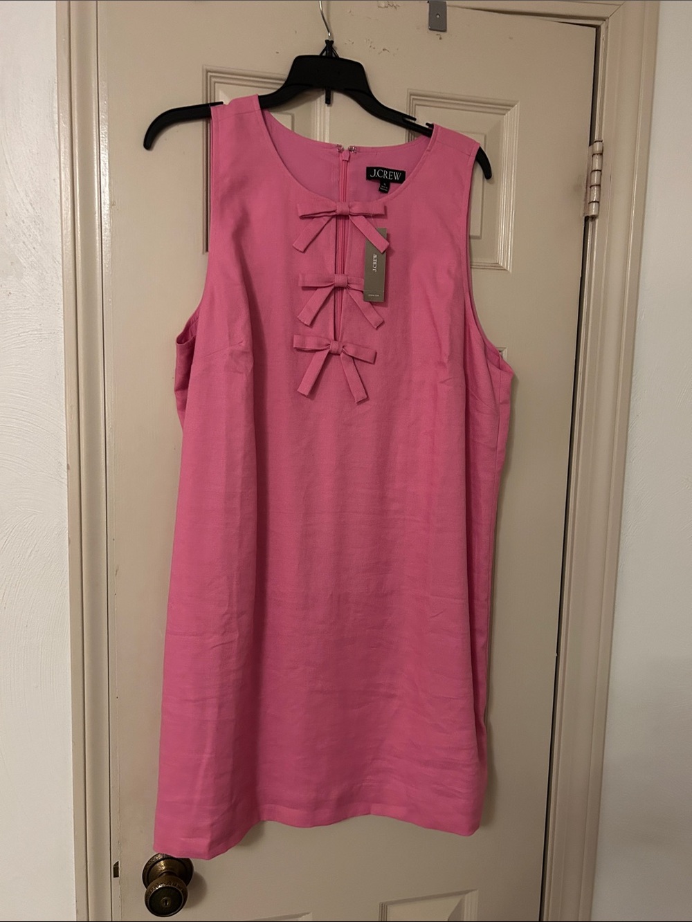 J. Crew Hot Pink Sleeveless Bow-Front Shift Dress